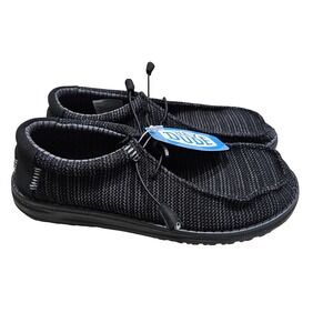 Hey Dude Wally Stretch Sox Men 13 Black Slip On Loafers Lightweight Comfort Shoe